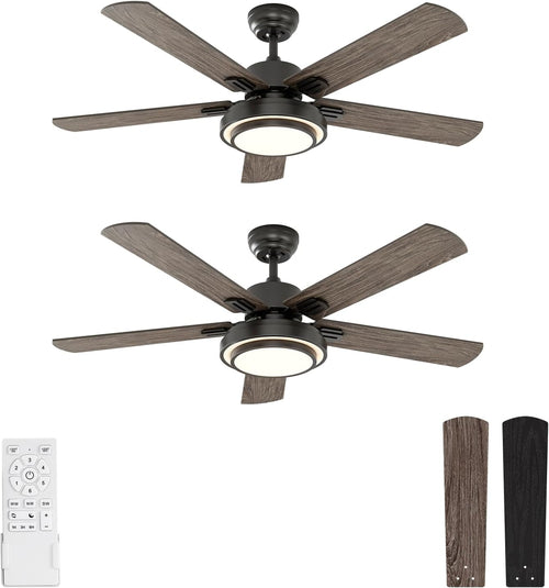 52 Inch Black Ceiling Fan With Lights Remote Control