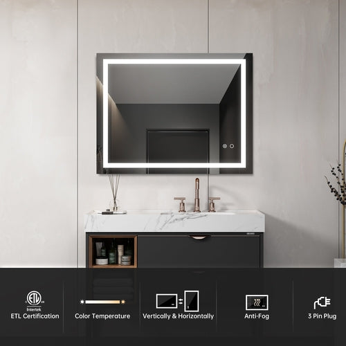 LED Bathroom Mirror With Touch Button Control