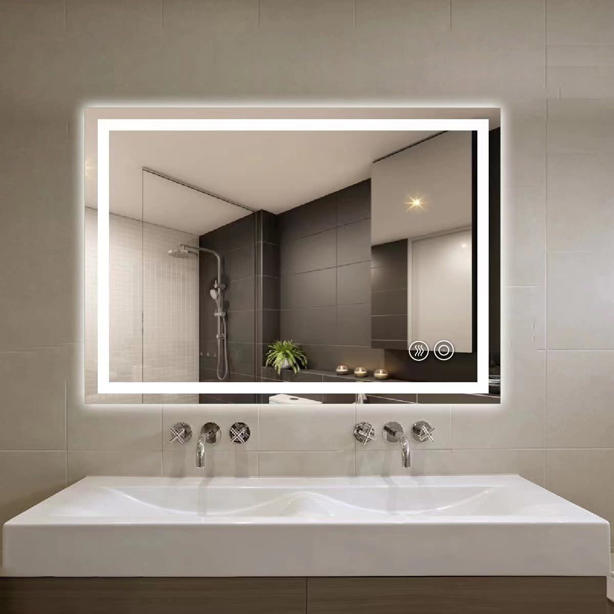 Panana LED Bathroom Mirror 32x40 inch with Lights Adjustable 3000K/4500K/6000K Lights Smart LED Vanity Mirror Wall Mounted Anti-Fog Dimmable Front Lighted Makeup Mirror (32 x 40)