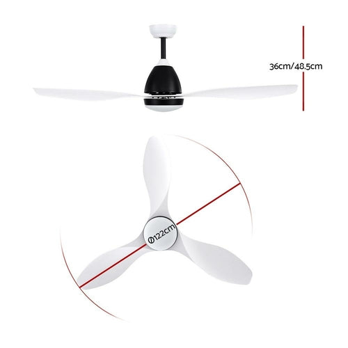 Devanti Ceiling Fan Light Remote Control Ceiling Fans White 48'' 3