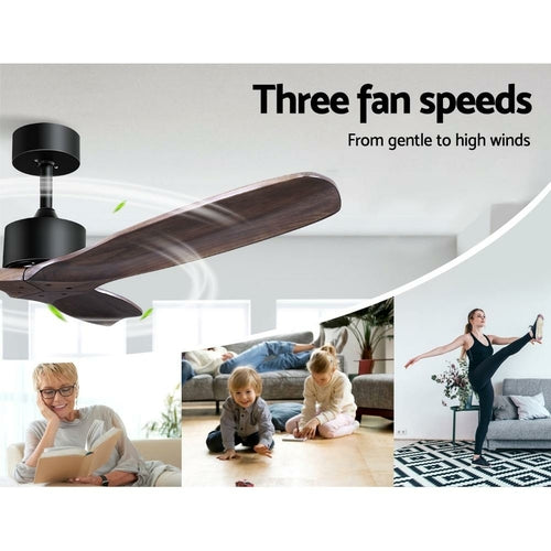 Devanti 52'' Ceiling Fan With Remote Control Fans 3 Wooden Blades