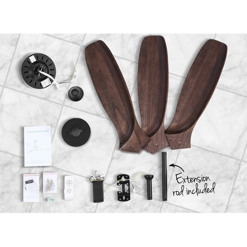 Devanti 52'' Ceiling Fan With Remote Control Fans 3 Wooden Blades