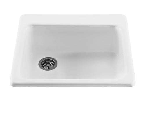 Simplicitys Rectangular Single Basin Kitchen Sink, Biscuit