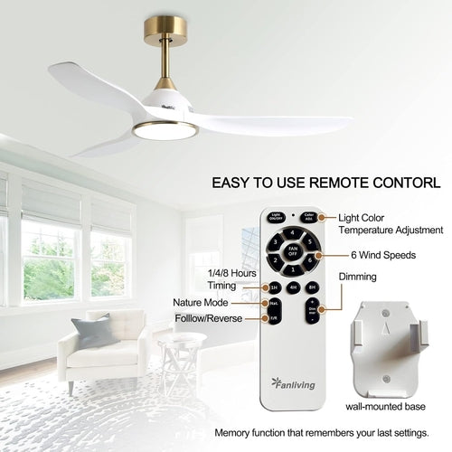 52 Inch Ceiling Fan With DC Motor And Remote Control
