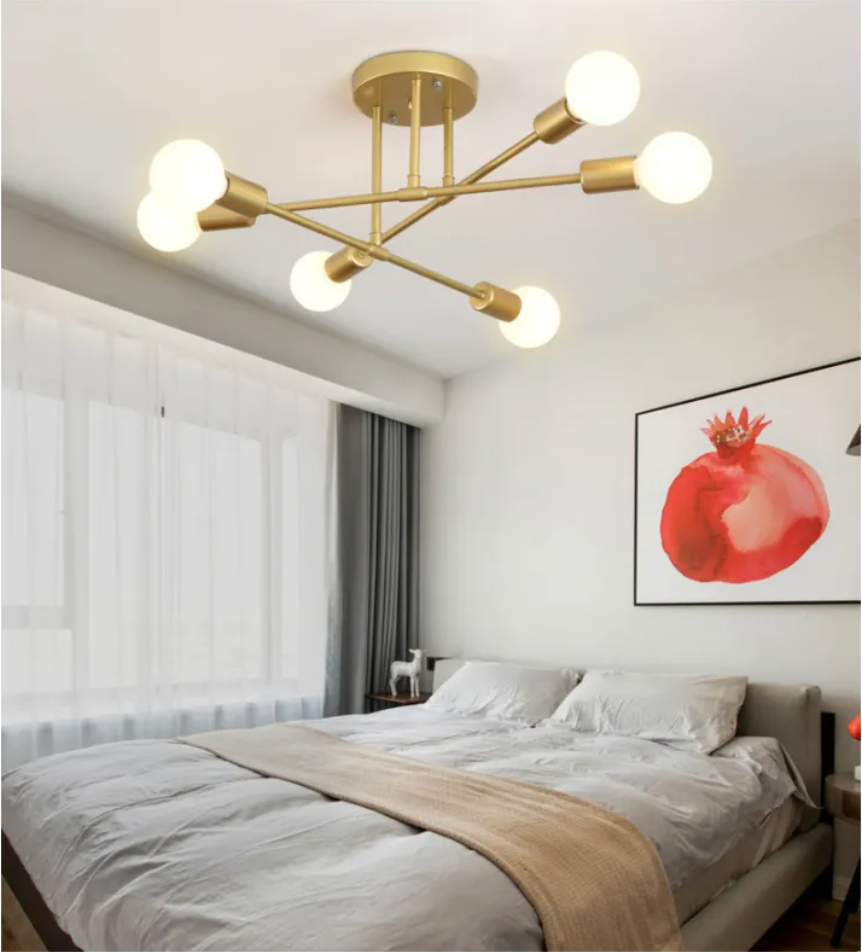 6-Head Industrial Iron Ceiling Light