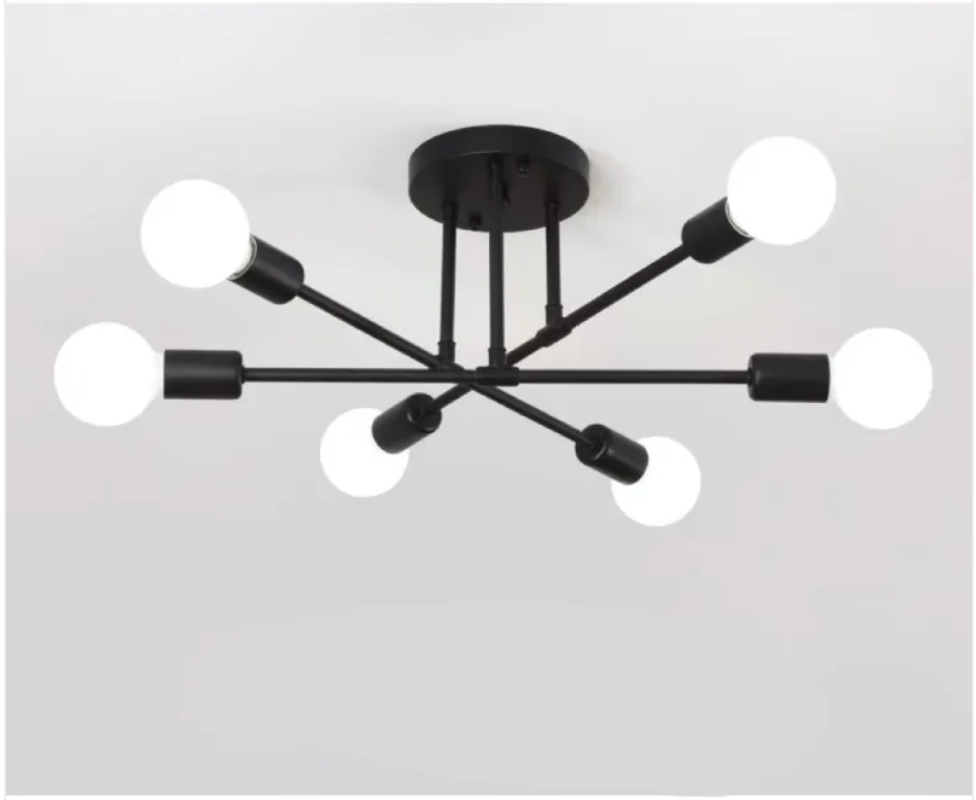 6-Head Industrial Iron Ceiling Light