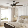 52 Inch Black Ceiling Fan With Lights Remote Control